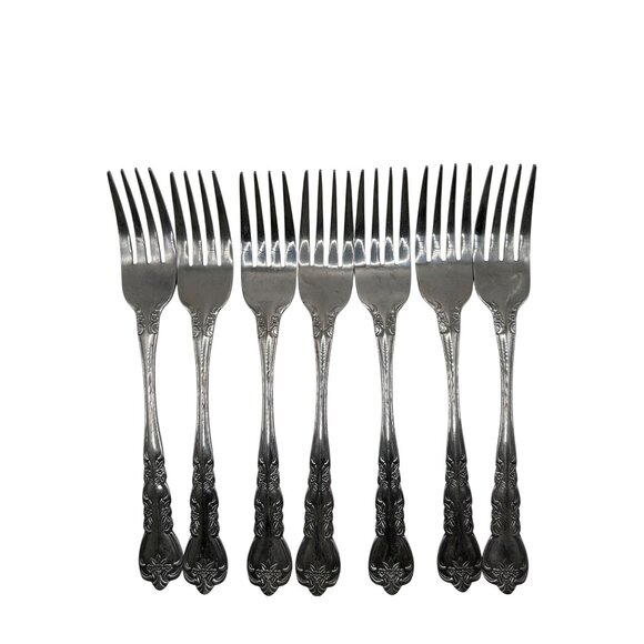 Stanley Roberts "Delight" Floral & Scrolls Silverware Set Of 8 Dinner Forks - Picture 3 of 6